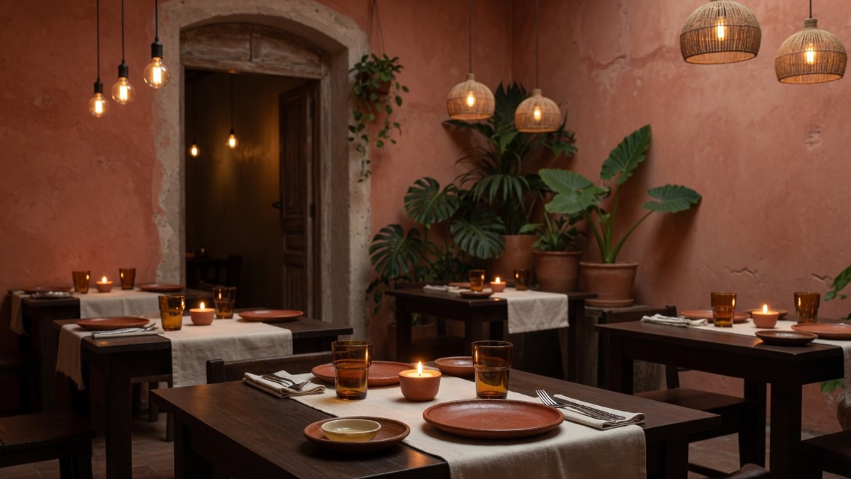 Sala de Mesa Norte, mesas puestas a la luz de las velas